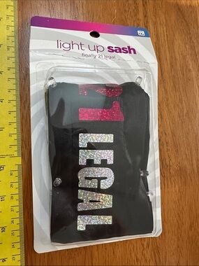 Spencer's Light Up Sash Black with Pink and Holographic Letters